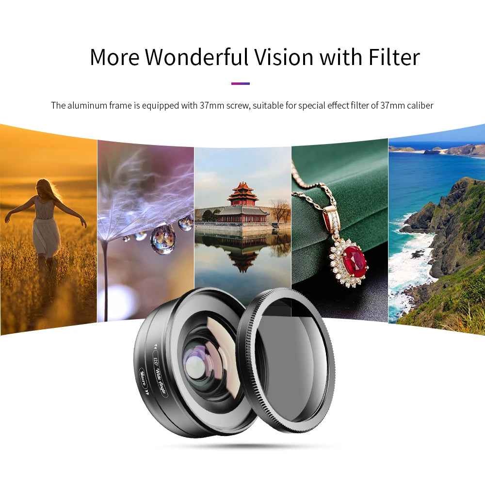 2 in 1 120 Degree Wide Angle and 10X Macro Phone Camera Lens Kit