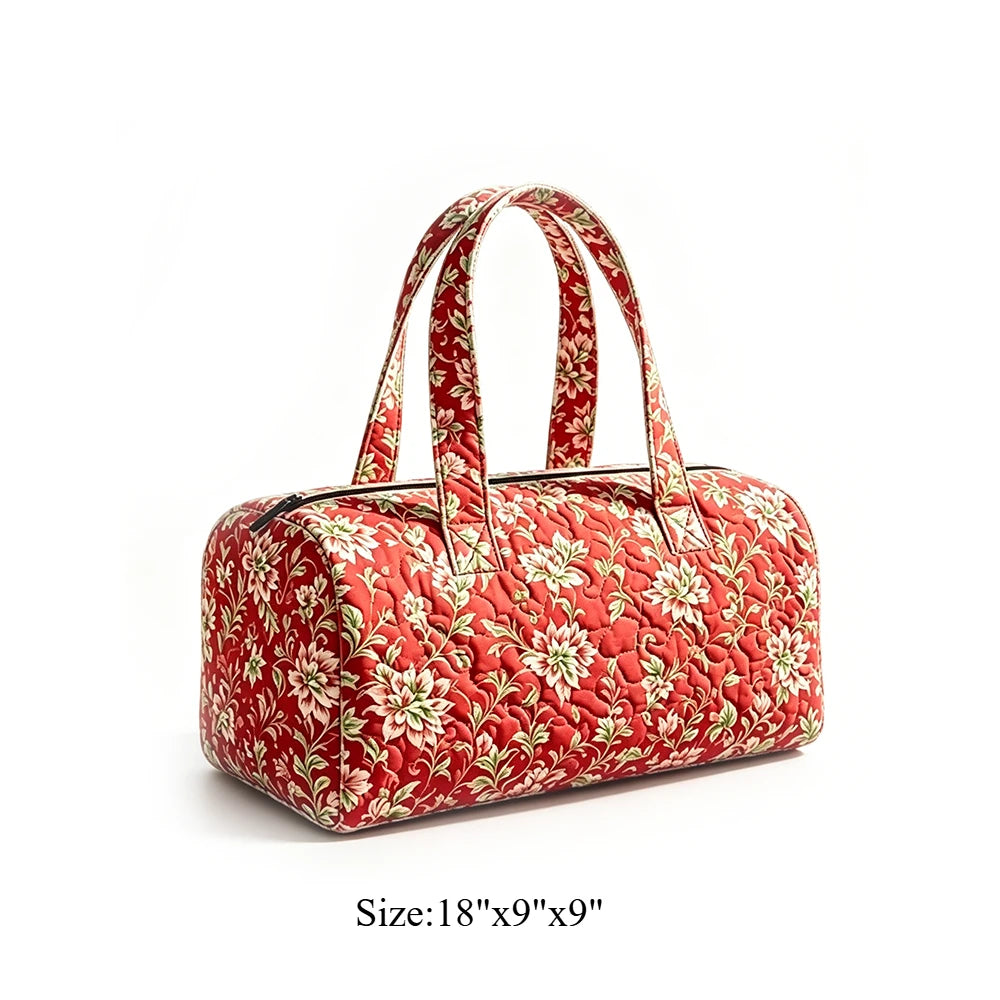 Cat Cow Print Quilted Duffel Bag for Unisex Travel Overnight Carry On Luggage Tote for Gym, Vacation, Sleepover, Book Lover Gift