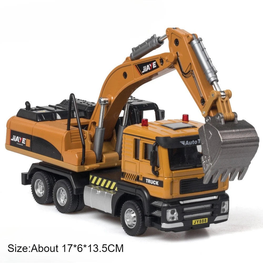 1:50 Scale Mixer Excavator Car Model Toy Simulation Sound Light Metal Die-cast Engineering Cement Transport Vehicles Gifts