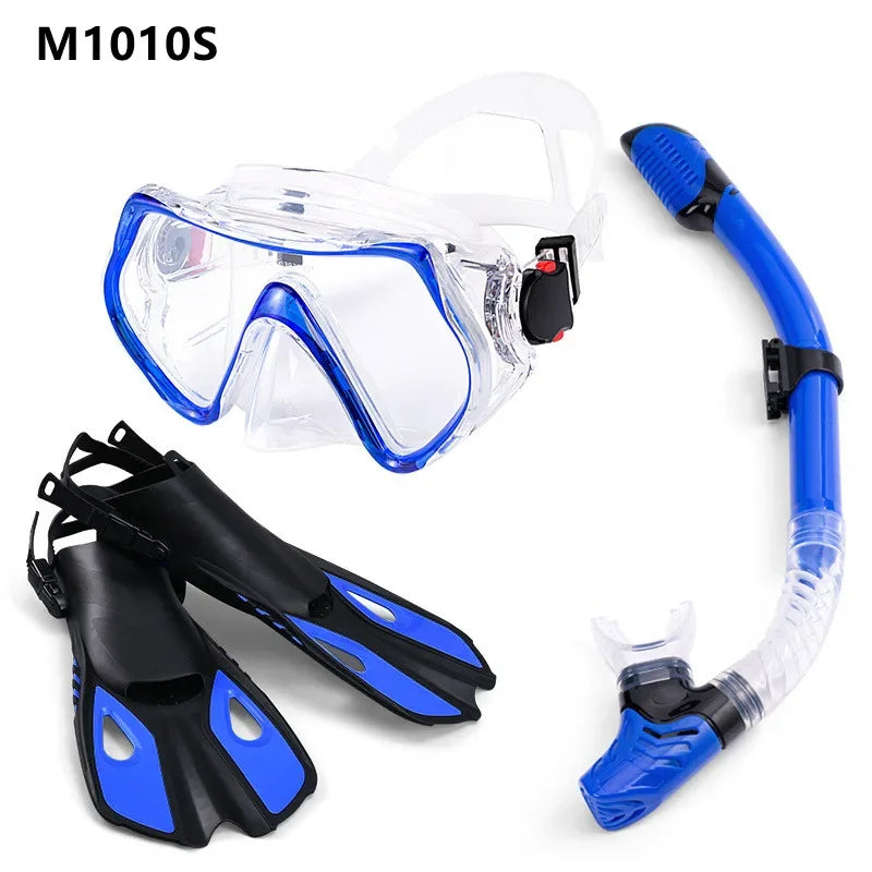 Snorkeling Equipment Panoramic Wide-angle Snorkeling Mask Professional Diving Mask and Snorkel Fin Fins Snorkeling Flipper