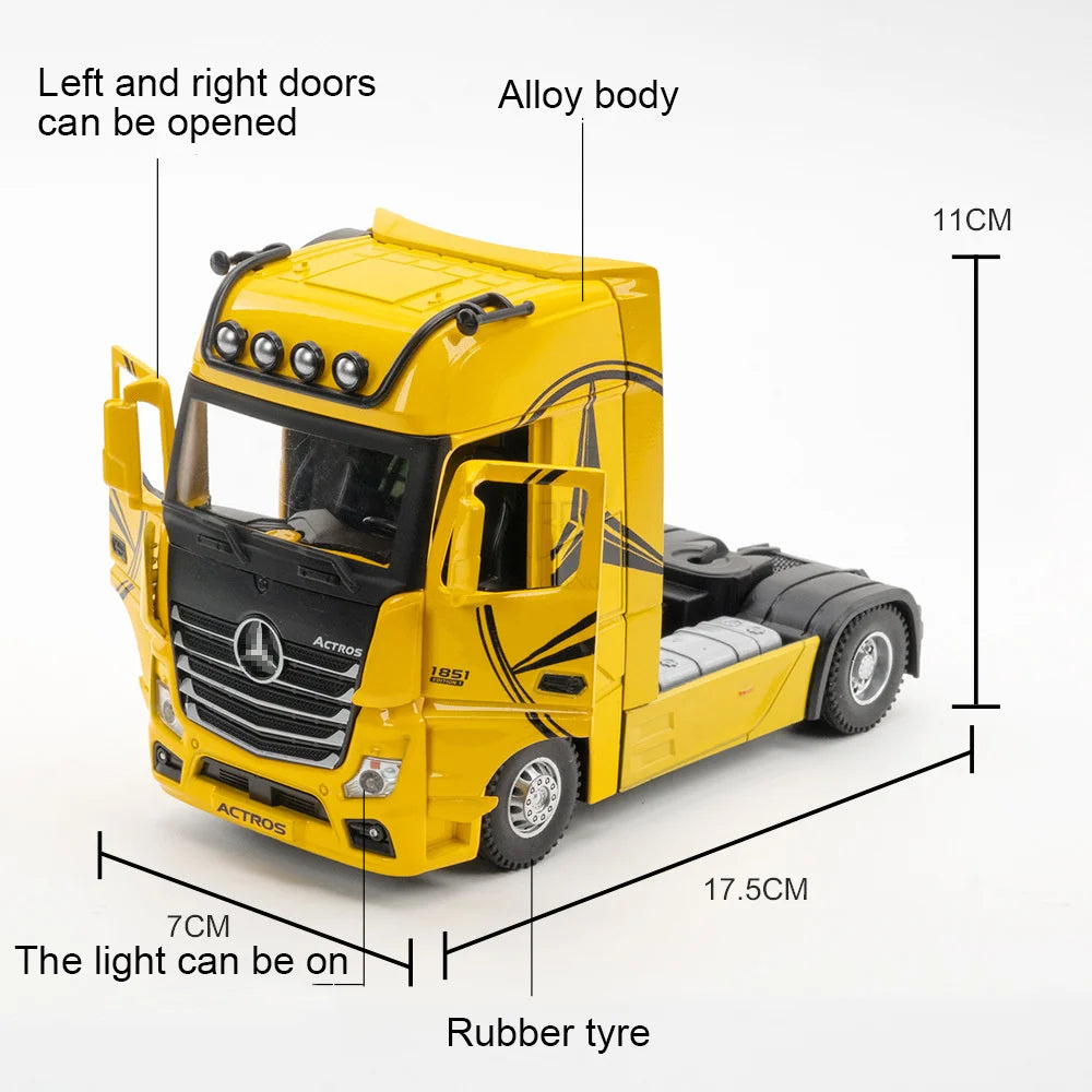1/36 Alloy Container Trailer Truck Head Car Model Toy Diecast Metal Engineering Transport Vehicle Model Cars for ren Gifts