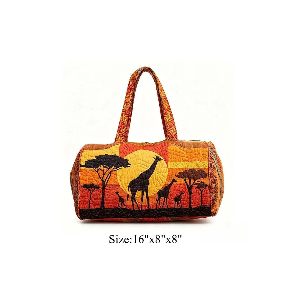 Travel Duffel Bag Quilted Weekender Bag 3D Giraffe Print Luggage African Animal Pattern Carry On Bag for Vacation Beach Camping
