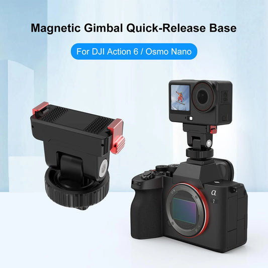 Magnetic Quick Release Camera Mount with Cold Shoe and Quarter Inch Screw Hole
