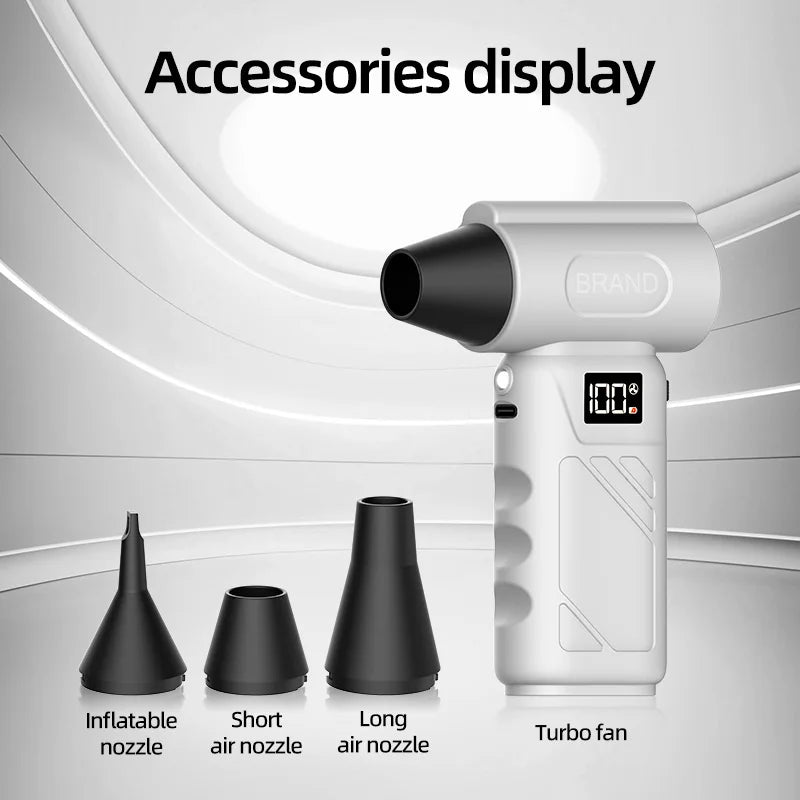 Mini pocket fan, 580,000 RPM turbo hair dryer, portable cordless vacuum cleaner, snow blower, multi-functional cleaning tools