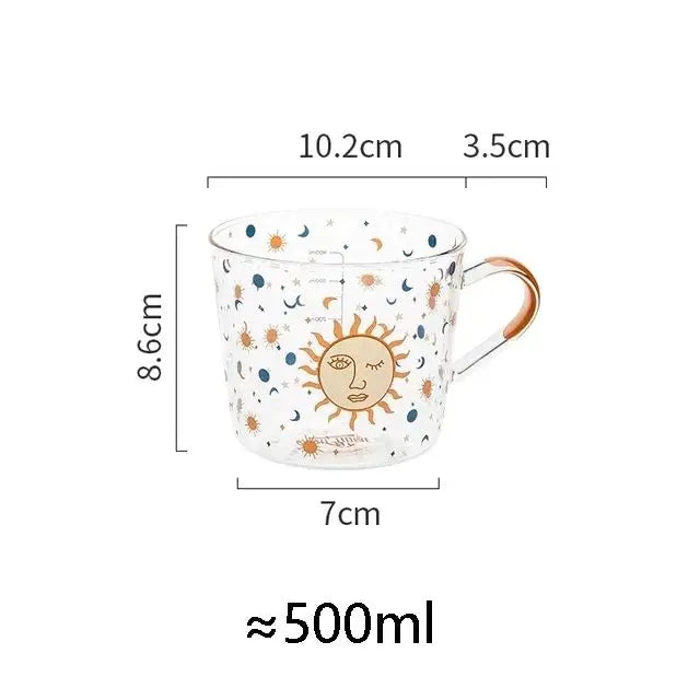 500ml Creative Glass Scale Handgrip Mug Breakfast Milk Coffee Couple Mug Home Tumbler Water Drinkware Fruit Juice Cups