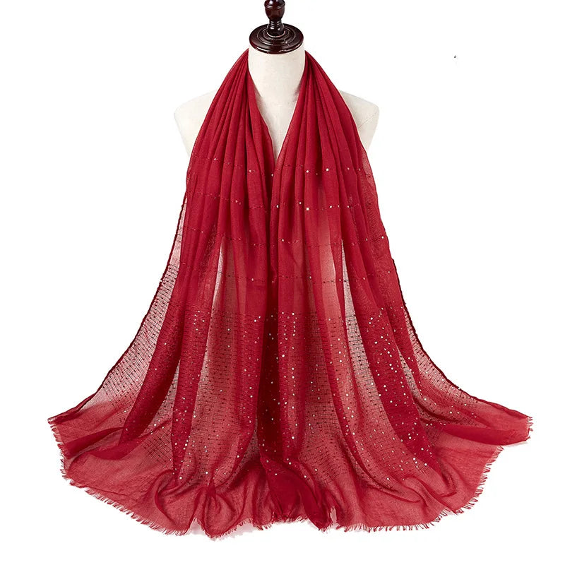 Cotton Hijabs Scarf Muslim Islamic Headscarf For Women Lady Soft Cotton Linen Tassel Sequins Islamic Hijab Shawl Wraps