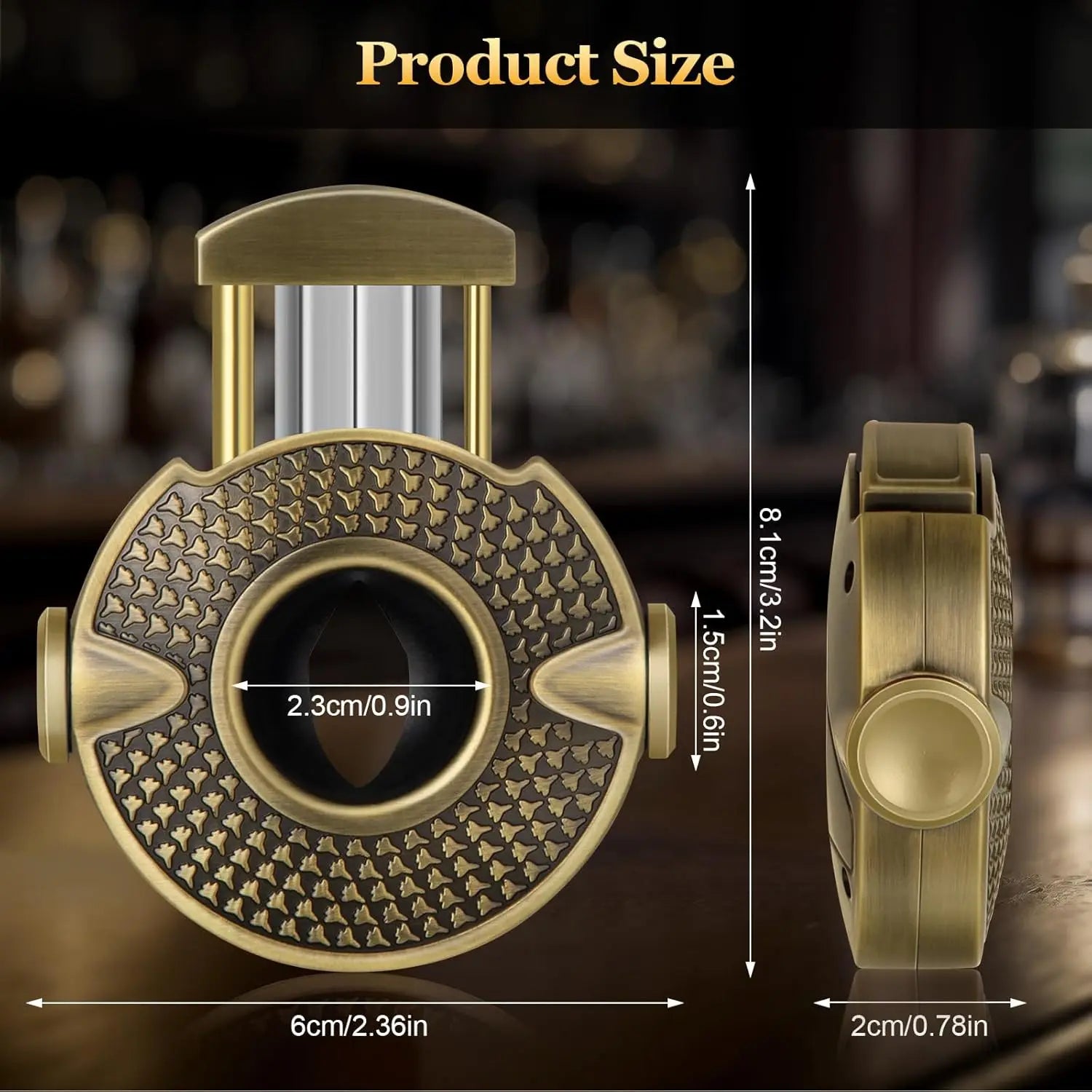 3-1 Cigar V Cutter with Stainless Steel Blade, Cigar Holder and Decompression Rotator, Round Cigar Cutter Ergonomically Designed