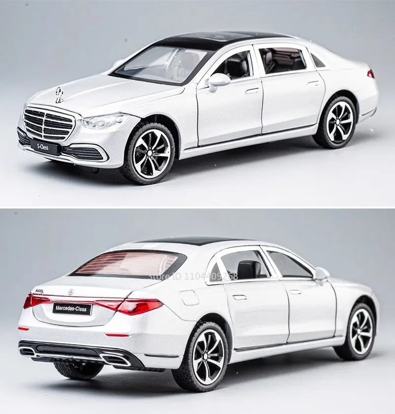 1:24 Scale S400L GLE350 Car Toy Model Doors Opened Sound Light Pull Back Metal Diecast Miniature Vehicle Collection Gift