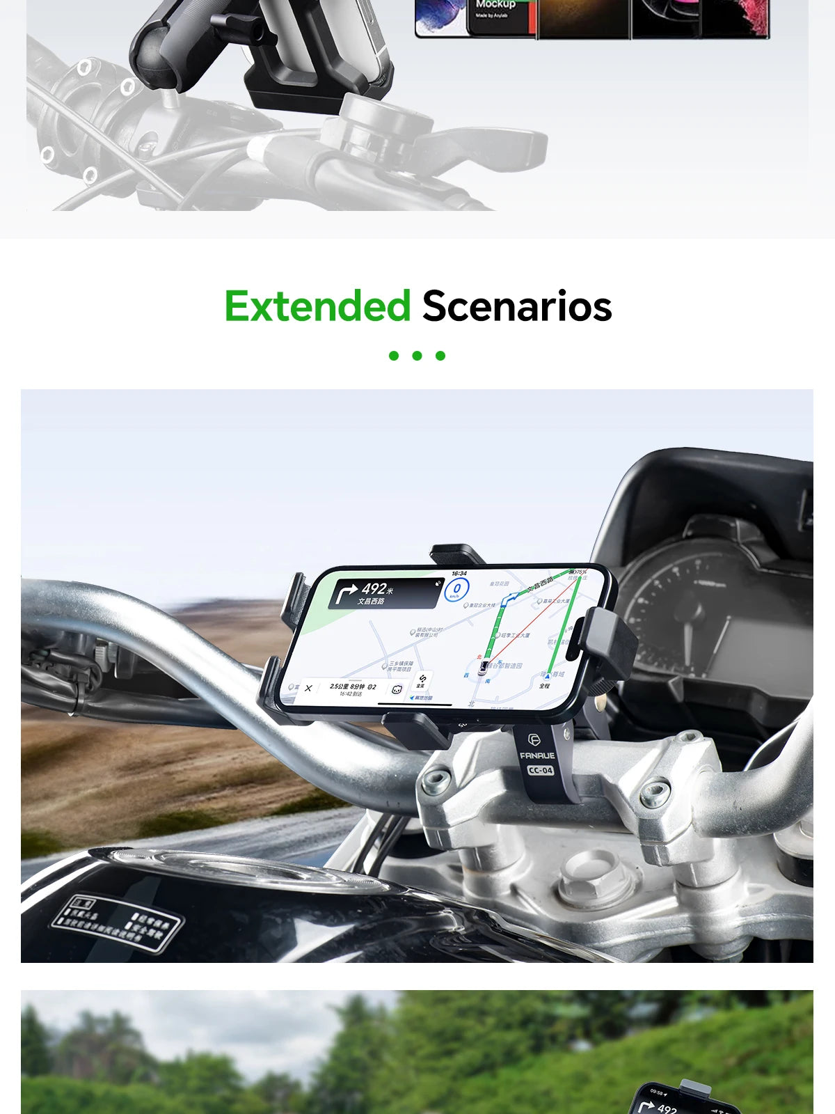 Motorcycle Phone holder 360° Rotating Adjustable Aluminum Alloy Handlebar Cell Clip for ATV/ UTV Bike Bicycle Motorbike