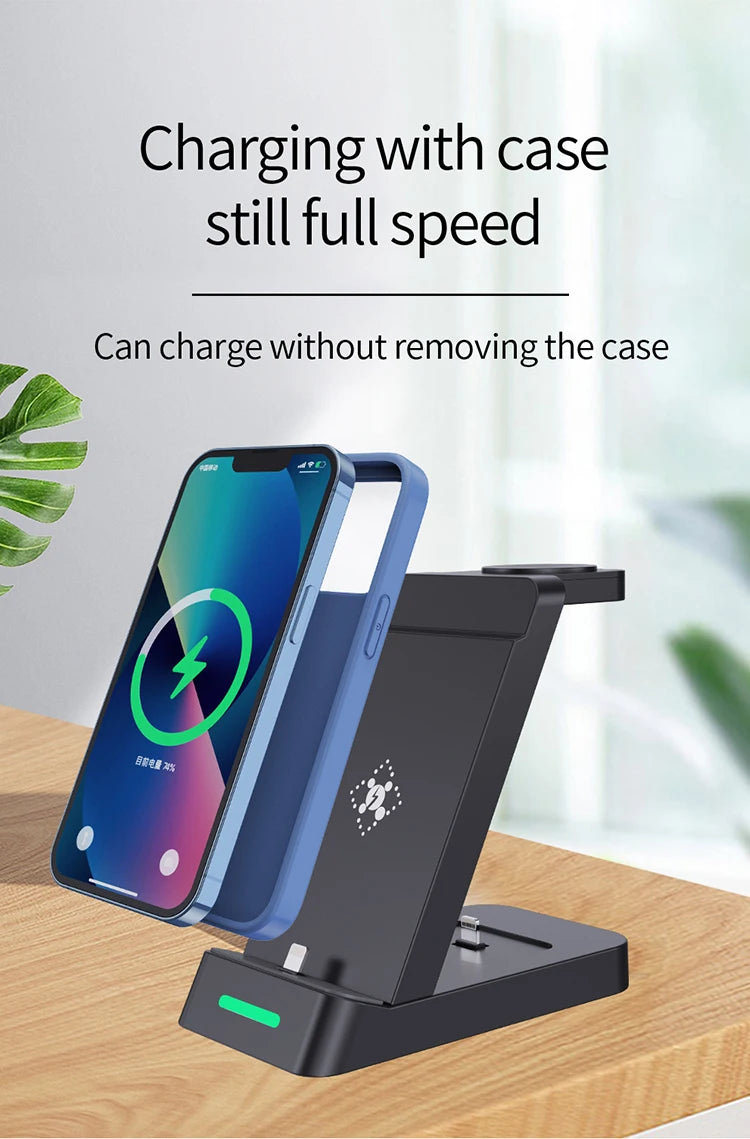 Wireless Life, one touch charge, triple charge, one machine done, three-in-one multi-functional wireless charger
