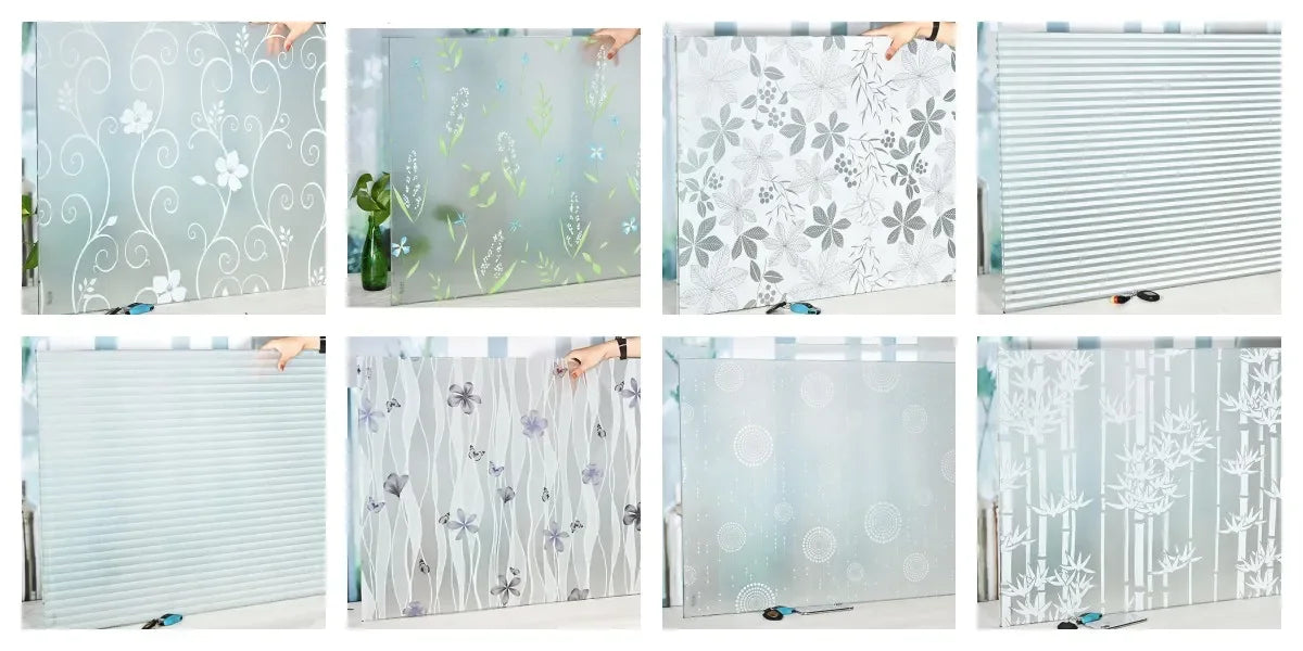 Frosted Window Film Privacy Opaque Window Stickers Self Adhesive Glass Vinyl Film for Kitchen Bathroom Office Matte Glass Stain