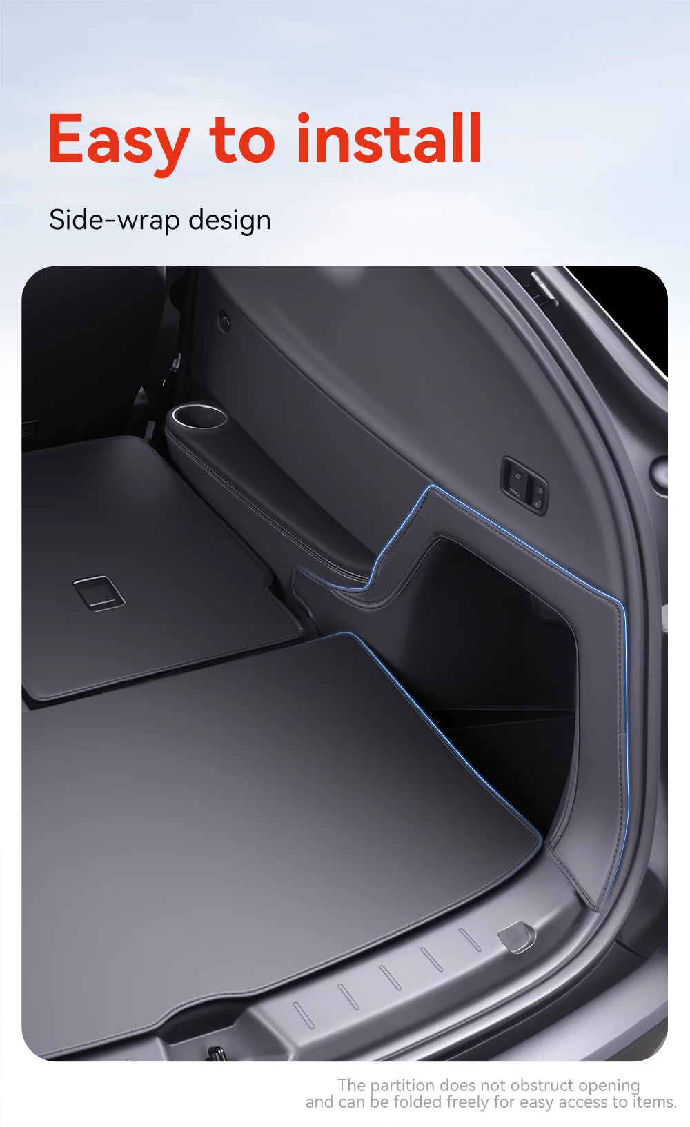 Full Coverage Nappa Leather Trunk Mat for Tesla Model YL Juniper 2026 6 Seat All Weather Cargo Liner
