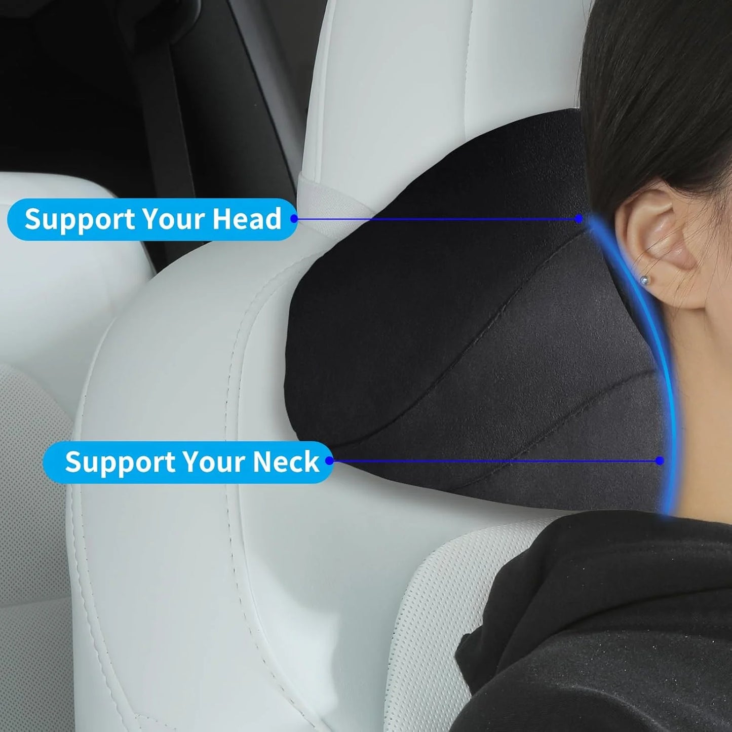 Lumbar Support Pillow For Tesla Model Y/3 Juniper Suede Car Memory FoamNeck Headrest Seat Car Accessories