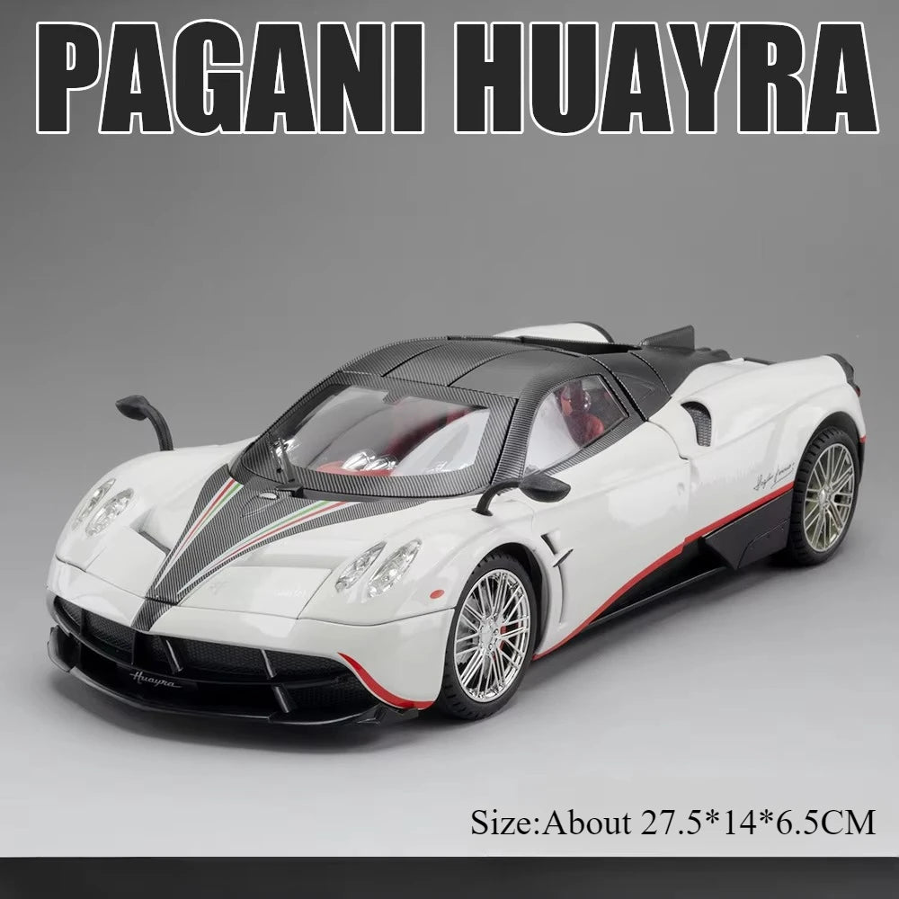 1:18 918 Spyder Martini Pagani Huayra Diecast Alloy Model Toys Car Doors Opened with Sound Light Miniature Vehice Adult Boy Gift