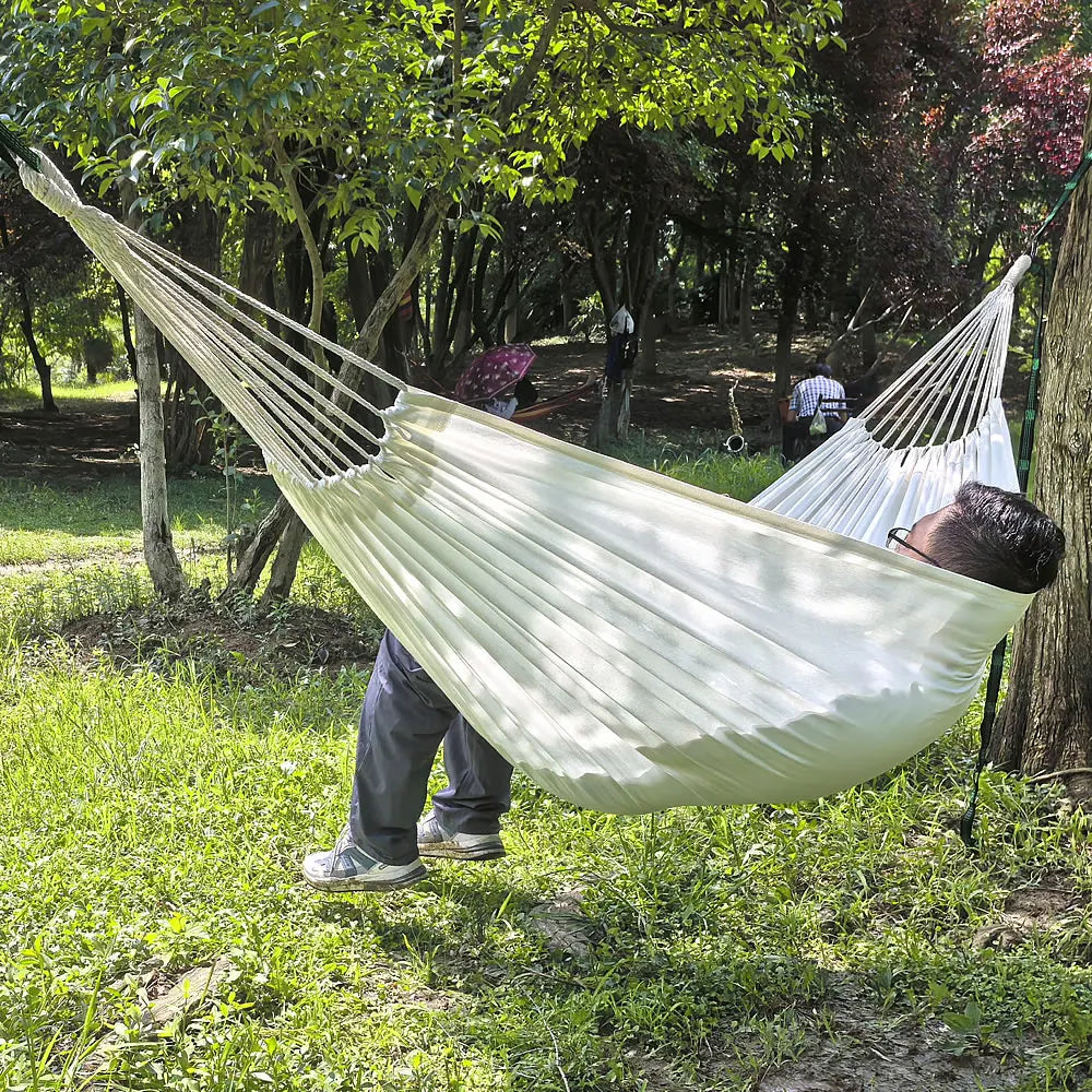 Super Comfortable Canvas Hammock Chair Durable Indoor/Outdoor Swing Seat for Garden, Patio, Camping, Home Leisure