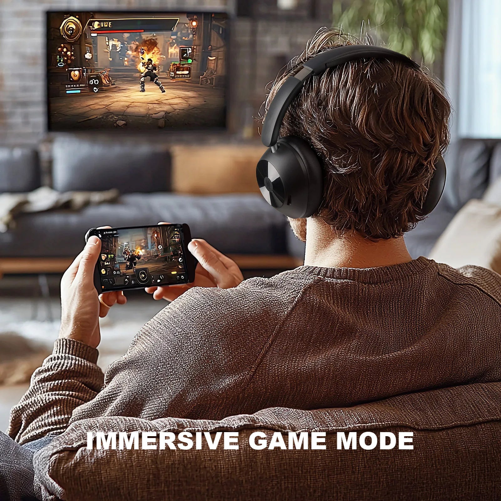 A5 Bluetooth 5.4 Headphones 43dB Hybrid Active Noise Cancelling Over Ear Wireless Headset Hi-Res LDAC Audio With ENC Mic