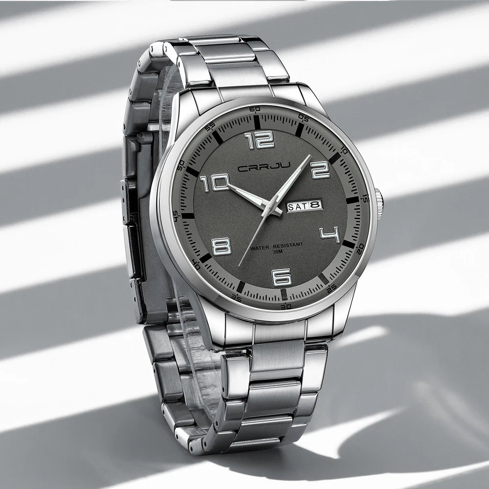 Men Luxury Watches Stainless Steel Quartz Auto Date Clock with Luminous Hands Relogio Masculino