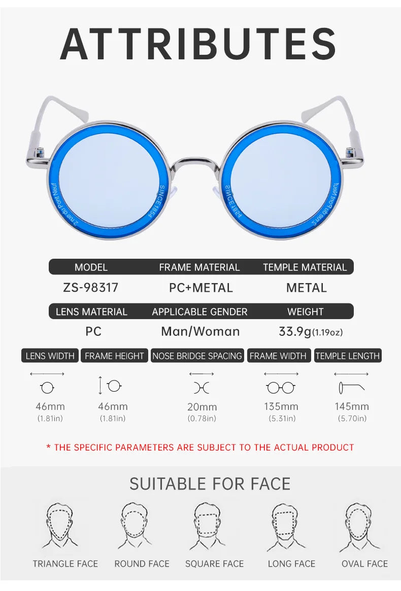 Round Steampunk Sunglasses With UV400 Protection