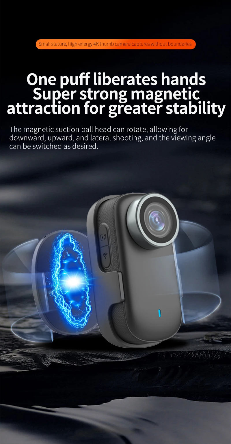 4K WiFi Mini Action Camera Portable Helmet Motorcycle Body Cam for Vlogging Cycling Outdoor Sports