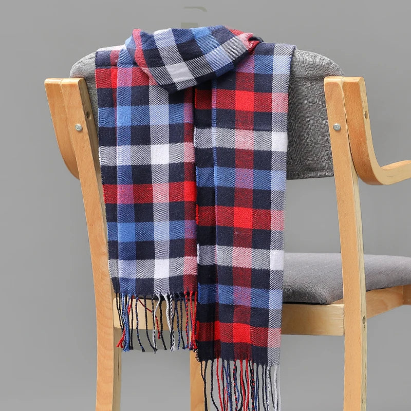 Classic lattice men soft shawl plaid scarves shawl wraps shawl neckerchief headband muffler