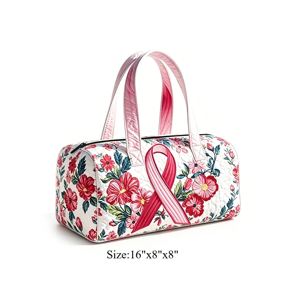 Quilted Duffel Bag Weekender Bag Cute Cat Tropical Floral Print Carry On Luggage Lightweight Bags for Beach Vacation Party Sport