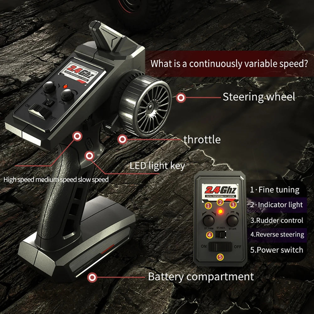 50KM/H 4WD RC Car With LED Remote Control Off-road Cars High Speed Drift Monster Truck for s vs Wltoys 144001 Toys