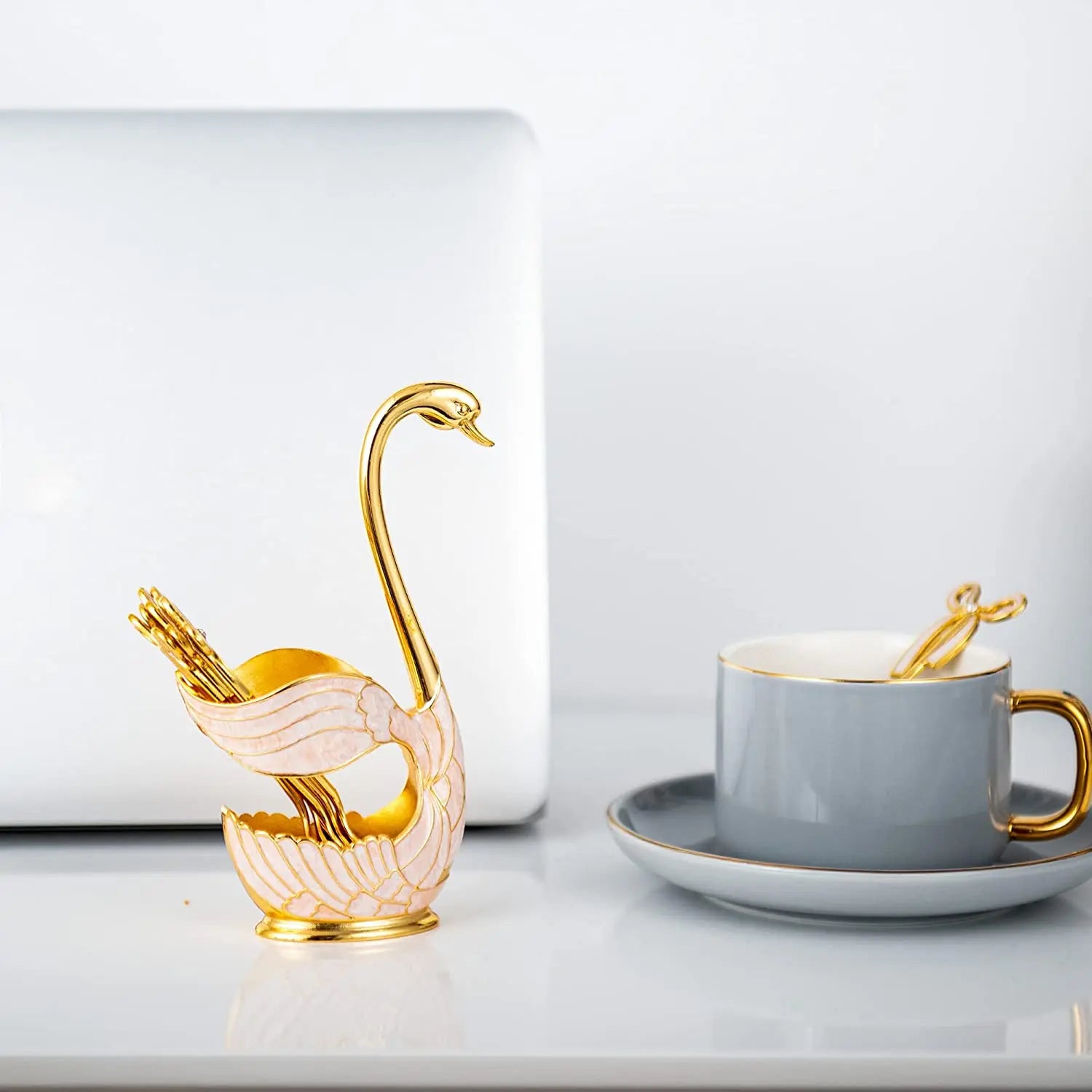 Swan-Shaped Cutlery Holder, Elegant Spoon and Fork Base, Luxury Tableware Storage, Stylish Kitchen Decor and Organizer for Home