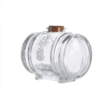 1L Glass Whiskey Barrel Wine Barrel Beer Bottle Fruit Aging Alcohol Honey Storage Container With Base Faucet Bar Tool