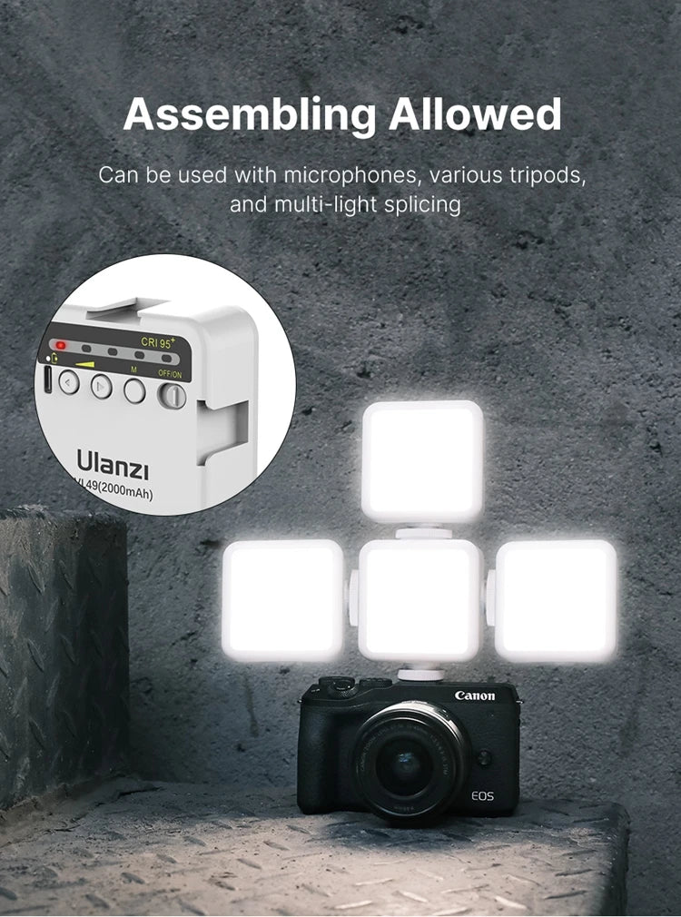 Mini Vlog LED Fill Light 6W 5500K Rechargeable 2000mAh Dimmable Phone Video Lighting