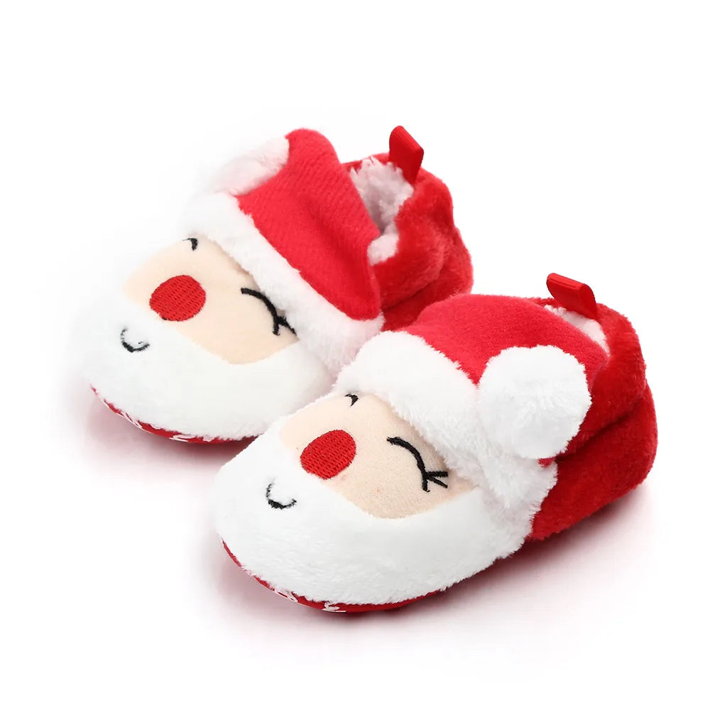 Shoes for Winter Christmas  Shoes Cute Santa for Boys and Girls 11CM/12CM/13CM 0-12 Months Warm Lining Inside Soft