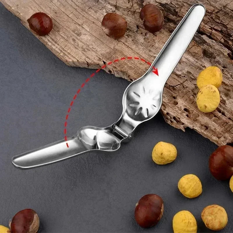 2 In1 Chestnut Opener Machine Stainless Steel Quick Clip Walnut Pliers Chestnut Sheath Cutter Nut Cracker Sheller Kitchen Tool