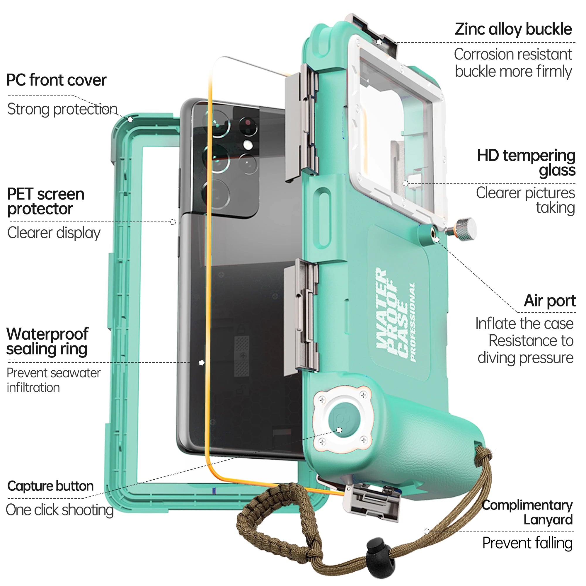 multicolor IP68 standard 15M/50ft diving/swimming photography professional diving waterproof Phone Case