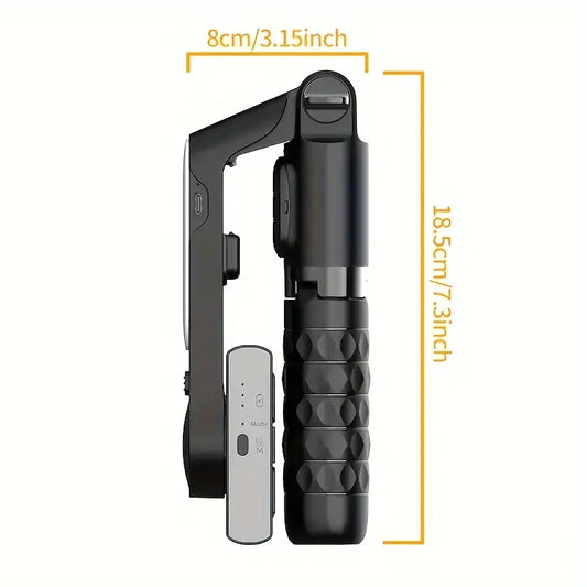 A6 2025 1-axis handheld gimbal stabilizer w/ selfie stick/tripod, wireless remote, 400mAh Li-ion battery, USB charging, iOS
