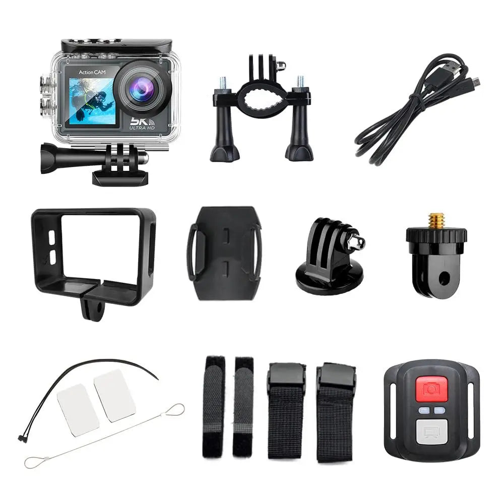 5K Action Camera Pro WiFi Waterproof Sports Camera with Remote Control EIS 1080P 60FPS for Bicycle Motorcycle Helmet