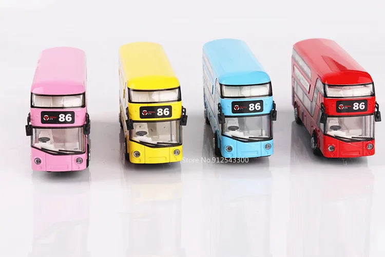 1/36 Double-decker Bus Model Car Toy Alloy Diecast Sound Light Metal Vintage London Autobus Models Toys Collection s Gifts