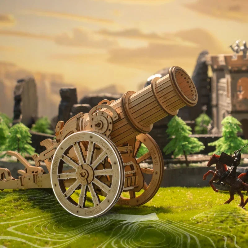 Wheeled Siege Artillery 3D Wooden Puzzle Game Toys