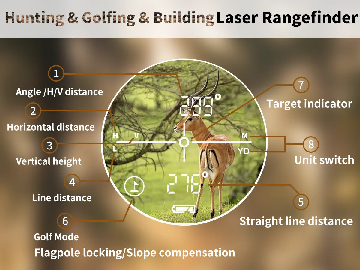 Camouflage Rechargeable Laser Rangefinder 750YD / 1300YD with Flag-Lock Vibration