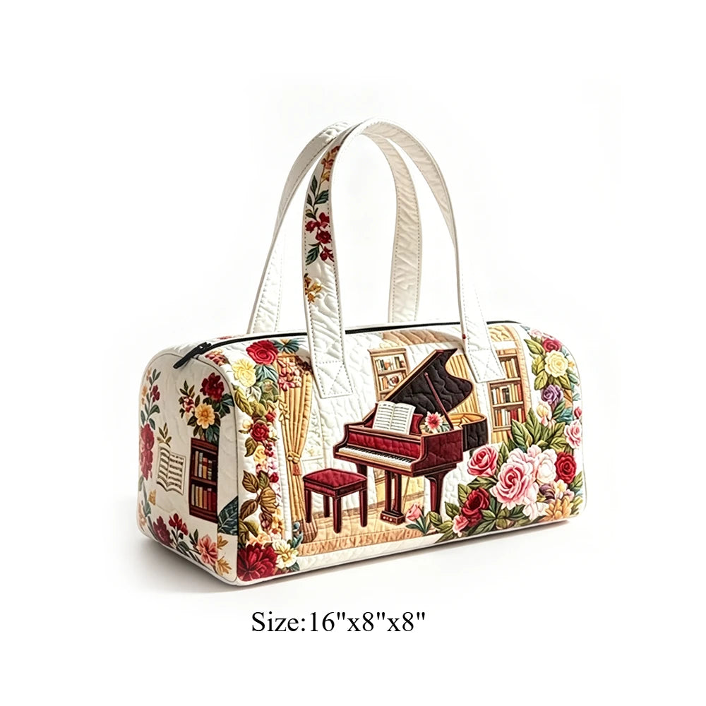 Quilted Duffel Bag Weekender Bag Cute Cat Tropical Floral Print Carry On Luggage Lightweight Bags for Beach Vacation Party Sport