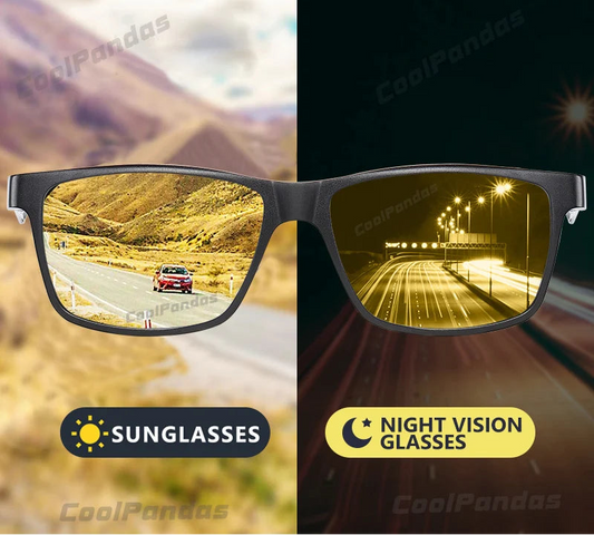 Carbon Fiber Square Photochromic Polarized UV400 Day Night Driving Sunglasses for Men Women