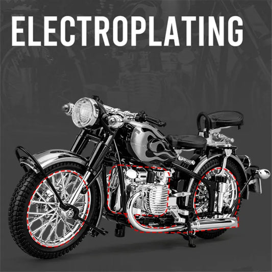 Diecast Retro Bobber Sidecar Motorcycle Model 1 to 10 Scale