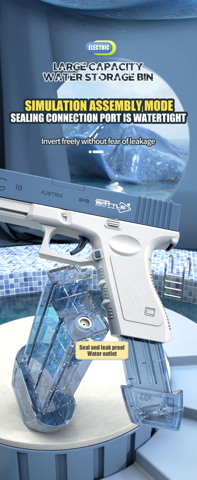 Electric M416 Water Gun with Full Automatic Shooting – Rechargeable Summer Outdoor Water Blaster