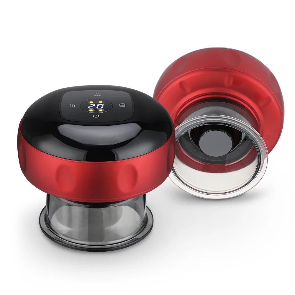 Body Cupping Scraping Massager Smart Electric Vacuum Cupping Red Light Heating Suction Cup Device for Body Back Neck Arm Massager