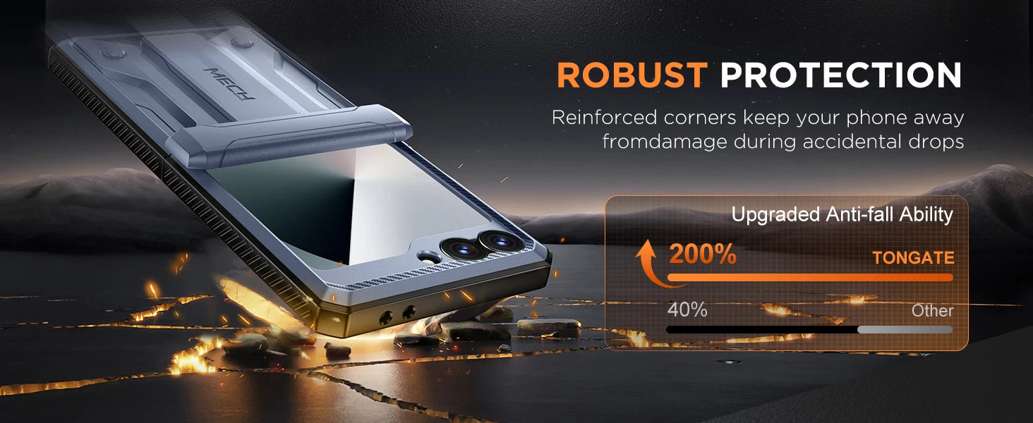 for Z Flip 6 Case with Kickstand Belt-Clip Hinge Protection Cover Screen Protector Military Grade Shockproof Phone Case