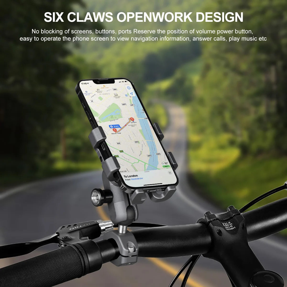 Motorcycle Bike Phone Holder Mount Aluminum Alloy with Vibration Dampener ATV/ UTV Bike Scooter Handlebar GPS Clip