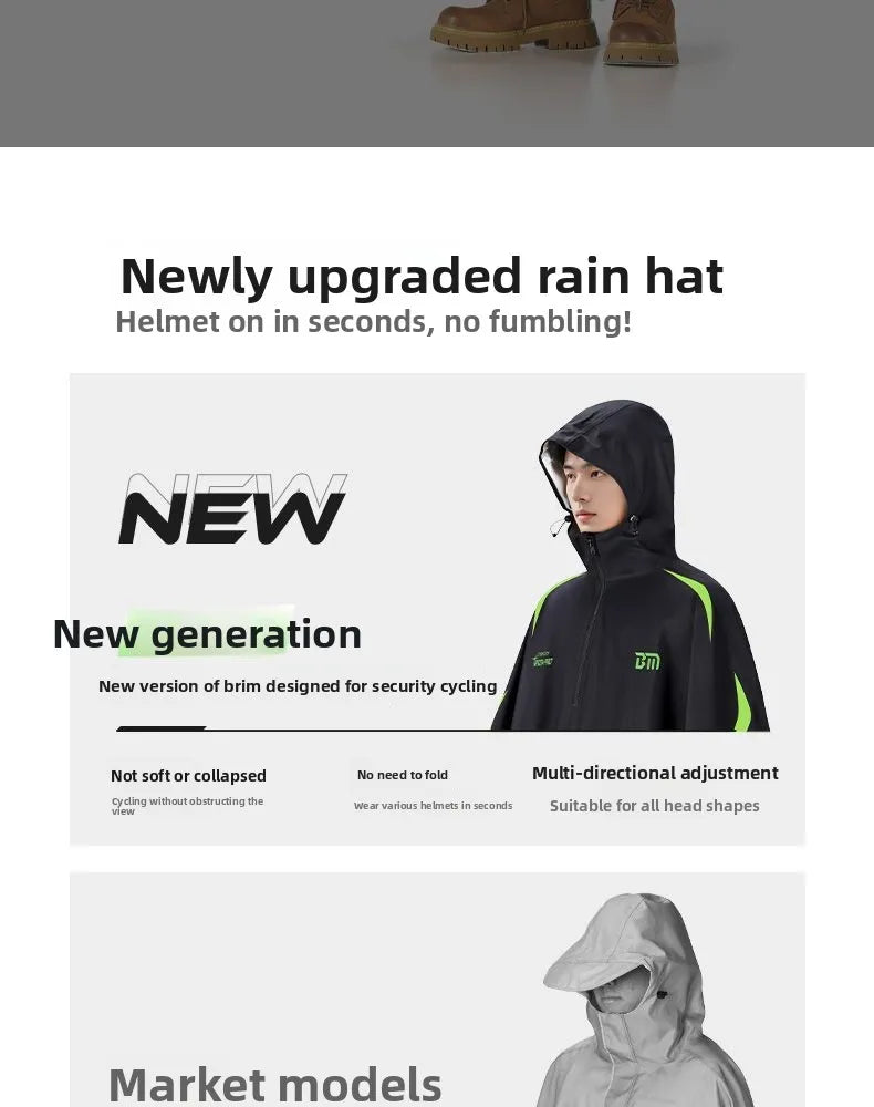 Full Body Waterproof Hooded Rain Poncho with Reflective Details for Motorcycle Riding