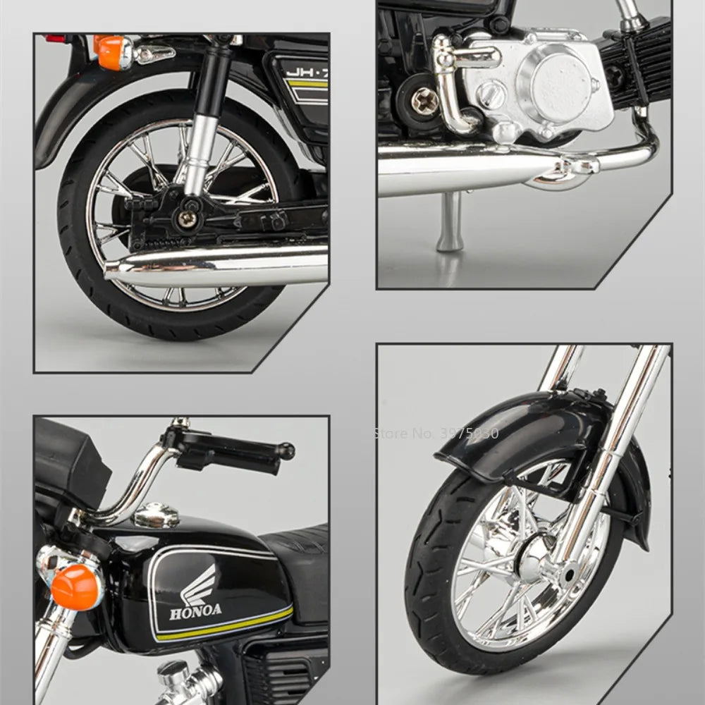 1/10 Scale Honda JiaLing JH-70 Alloy Classic Motorcycle Toys Diecast Simulation Metal Motorcycle Sound and Light Model