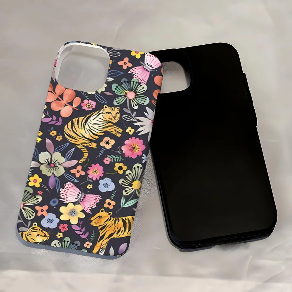 Art Drawing Flower Printed Daisy Phone Case for iPhone 16 15 13 14 Pro Max 16 15 Plus 2 in 1 Hard Protection Cover
