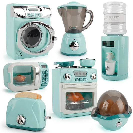 Kitchen Toys for Girls Boys Home Appliances Juicer Washing Machine Toaster Microwave Egg Cooker Play House Toys