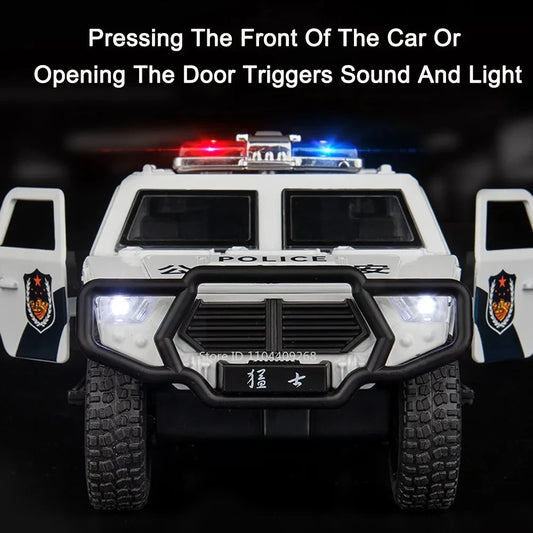 1:32 DongFeng MengShi Honda Accord Police Car Model Toy Metal Diecast Pull Back Doors Opend Vehicles Models Boys Holiday Gifts