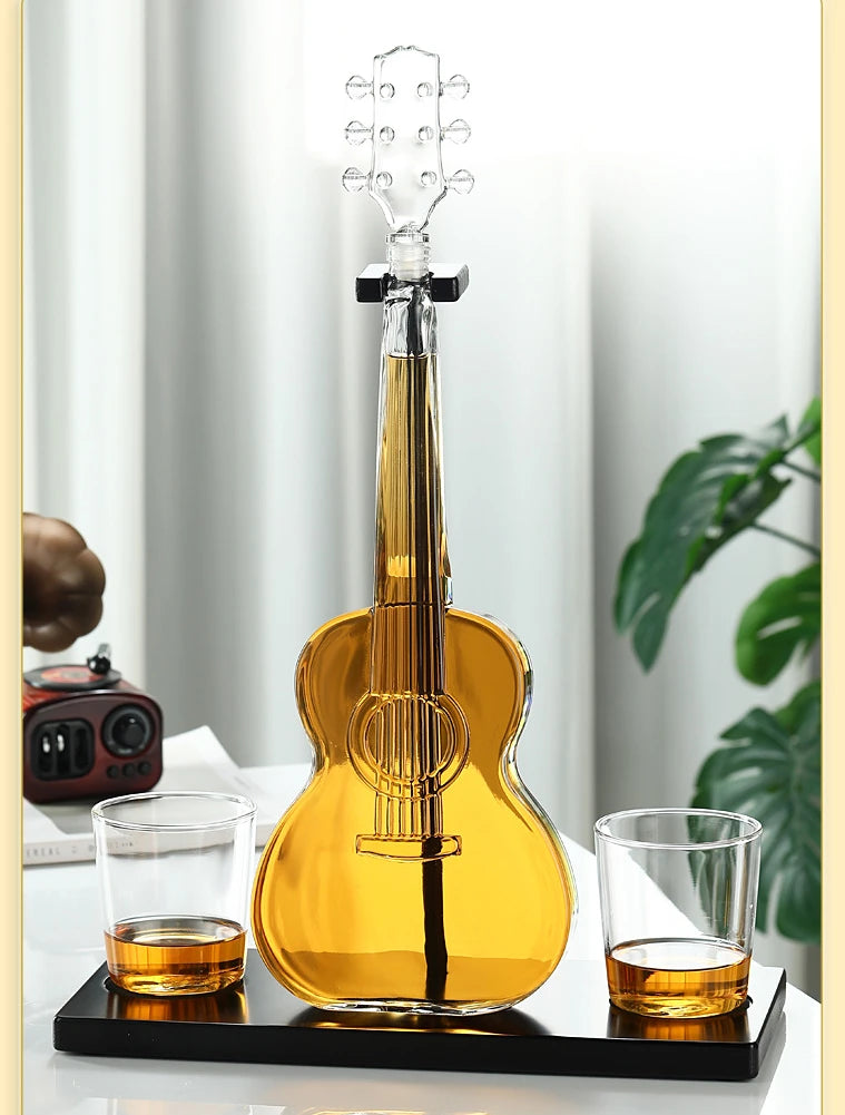 High Borosilicate Glass Wine Bottle Guitar Violin Decanter Wine Set Thickened Transparent Craft Decanter Bottle Decoration